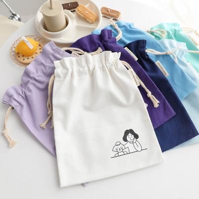 China Recyclable Customize Logo Canvas Pocket Cotton Drawstring Bag Small Christmas Gift Washable for sale