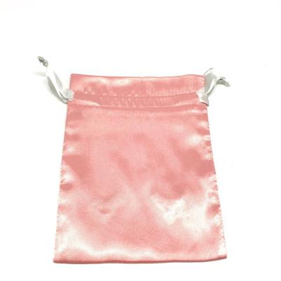 China Custom Packaging Pink Satin Drawstring Bag Cloth Jewelry Satin Pouch Recyclable for sale