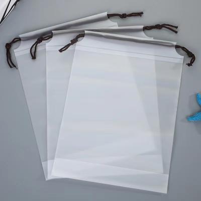 China Recyclable Compostable Plastic Frosted Packaging Drawstring Bags Clothing Dust Bag With Straps for sale