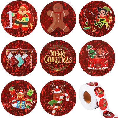 China Waterproof Custom Stock Sticker Labels Roll Seals Christmas Round Labels Decorative Label Stickers for sale