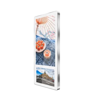 China New indoor elevator screen 18.5 +10.1 inch advertising media player android wall-mounted ultra-thin elevator advertising screen for sale