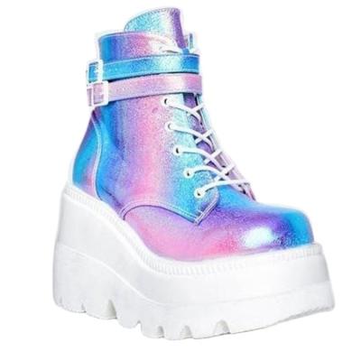 China Thermal High Quality Fashion Ladies Casual PU Sneakers Colorful Women's Chunky Platform Sports Shoes Wedge Heel Ankle Boots for women for sale