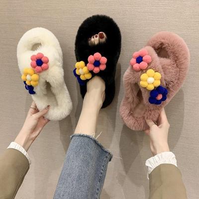 China Cushioning Hot selling customized women kids fur slides slippers faux fur women slippers in stock for sale