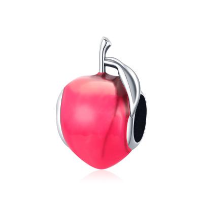 China New Style 925 Cute Lovely Silver Red Peach Enamel Charms For Women In Stock for sale