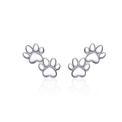 China Big discount hotsell CLASSIC paw print 925 sterling silver jewelry silver plated earrings for sale