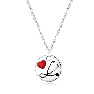 China Minimalist Sterling Silver Love Stethoscope Necklace Pendant Wholesale Custom Jewelry CLASSIC 925 for sale