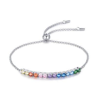 China CLASSIC Fashion Accessories 2021 New Product 925 Sterling Silver Rainbow Chain Bracelet Women's Accessories for sale