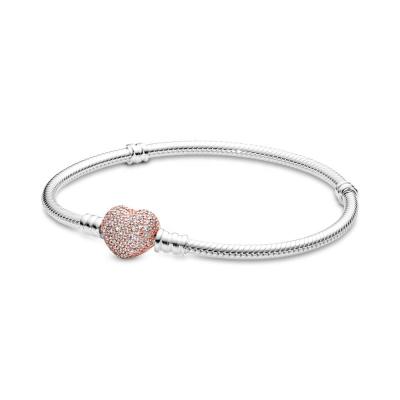 China New CLASSIC Heart Charm Bracelet 925 Fashion Smart Glitter Silver Plated Bracelet for sale