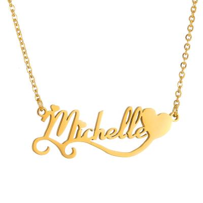 China Customized Wholesale Vintage 14k 18k 24k Gold Plated Stainless Steel Jewelry Personalized Name Letter Necklace for sale