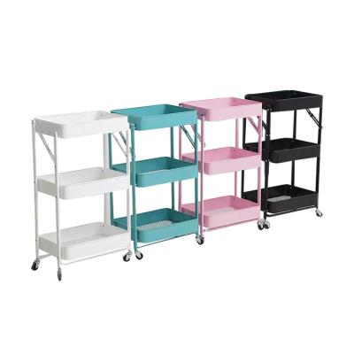 China China Manufacturer Multifunctional Kitchen Trolley Foldable Storage Trolley With Wheels for sale