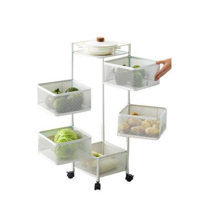 China Sustainable Hot Selling Square Fruit And Vegetable Storage Rack Kitchen Storage Revolving Rack for sale