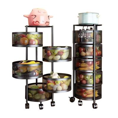 China Competitive Price Sustainable Round Vegetable Storage Rack Cart Around Kitchen Vegetable Storage Rack for sale