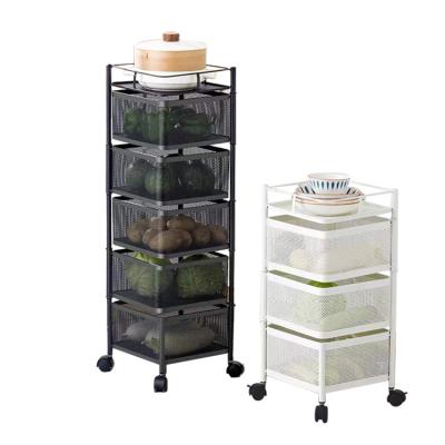 China Multifunctional Multi Layer Sustainable Storage Shelves Adjust 360 Degree Rotating Vegetable Rack Shelf Baskets For Kitchen for sale