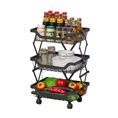 China Viable Folding Folding Kitchen Storage Rack Fruit And Vegetable Storage Rack for sale