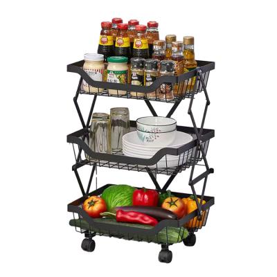 China Sustainable Sale High Quality Kitchen Folding Fruit And Vegetable Storage Rack for sale