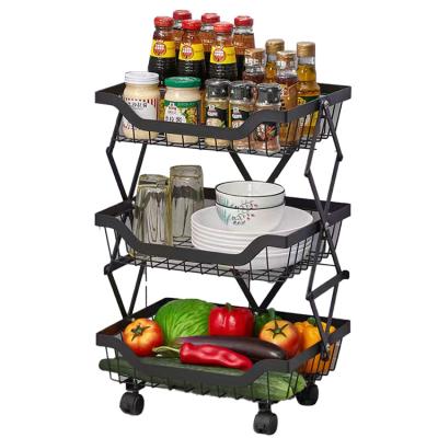 China Best Selling Sustainable Price Fruit Vegetable Display Folding Kitchen Storage Rack for sale