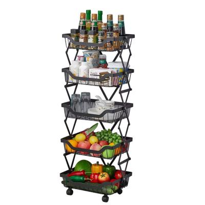 China Manufacture Sustainable Quality China Fruit Folding Kitchen Storage Vegetable Rack for sale