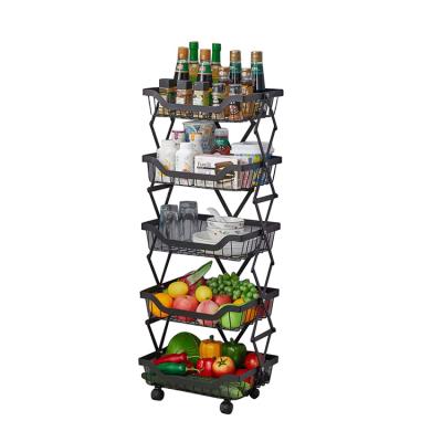 China 2022 viable hot selling supermarket fruit and vegetable display folding kitchen storage rack for sale