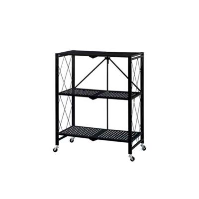 China China Manufacturer Viable 3 Layers Frame Home Foldable Shelf With Wheels for sale