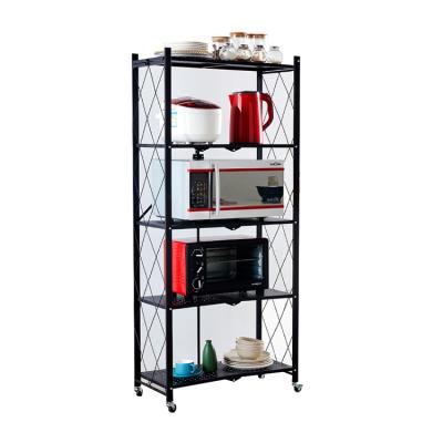 China Sustainable Professional Factory 5 Layers Foldable Kitchen Storage Rack Removable Shelf for sale