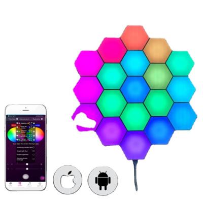 China Minimalist Wholesales 6 Pcs Set Smart App Hexagonal Honeycomb Quantum LED Wall Lamp for sale