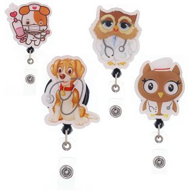 China Fashion Lailina New Style Dog Owl Badge Reel For Nursing Office Supply Acrylic Animal Hospital Accessories for sale