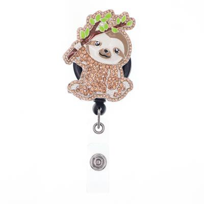 China Lailina New Style Fashion Rhinestone Animal Sloth Badge Reel With Clip For Jewelry Gift Office Supply for sale