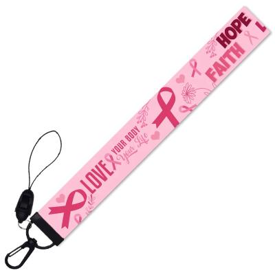 China Fashion Lailina Style Hope Faith Ribbon Breast Cancer Awareness Pink Lanyard Nursing Accessories Holder for sale