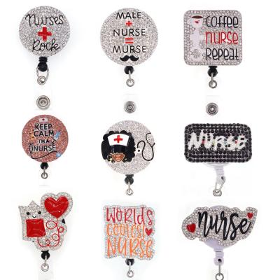 China Doctor Hospital For Nurse Creative Accessories Office Supply Rhinestone Style Office Lailina Mix Badge Reel for sale