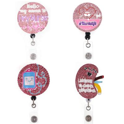 China Free Shipping Office Hospital Medical Gift For Nurse Cute Rhinestone Enamel Badge Reel Nurse Accessories Office Supplier for sale