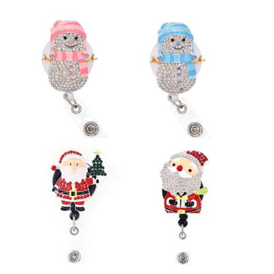 China Fashionable Santa Christmas Retractable Enamel Snowman Retractable Badge Reel Crystal Ball ID Badge Holder Free Shipping GIF for sale