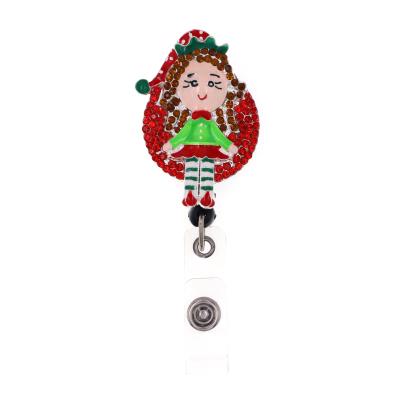 China Fashion Customized Design Rhinestone Enamel Retractable Badge Pull Reel Nurse Girl For Jewelry Accessories Gift Hospital Badge Holder for sale