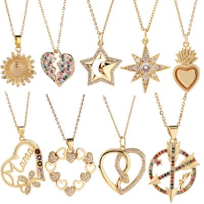 China 2021 New Style Lailina CLASSIQUE Women Jewelry Accessories Zircon Heart Star Pendant Copper Charm Necklace for sale