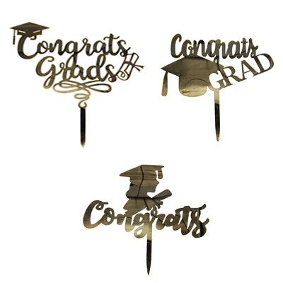 China Free Shipping Cake Decorating Letter Congratulations Graduates Cake Topper Acrylic Cake Topper for sale