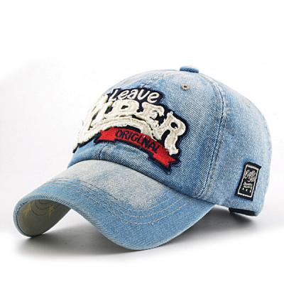 China COMMON most fashionable high quality denim baseball caps/baseball hats/applique embroidery hat for sale