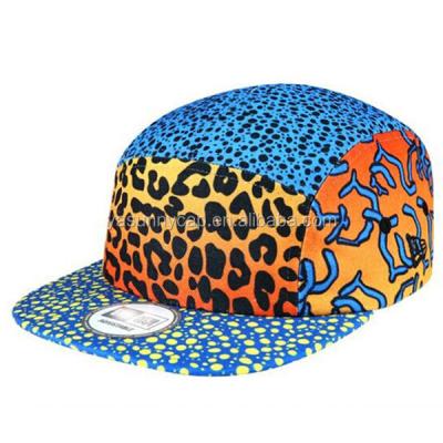 China 2016 COMMON Fashionable Custom Leopard Printing 5 Panel Hat Cap / Camp Hat for sale