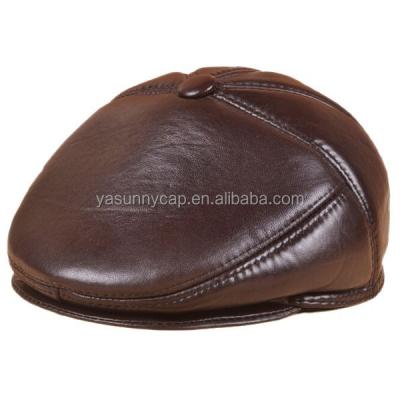 China Fashionable Design High Quality Genuine Leather Beret Custom Made Genuine Leather Hat for sale