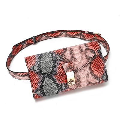 China 2022 tide snake waist bag women leather Europe and the United States new buckle lady bags handbags small belt chest bag wholesale for sale