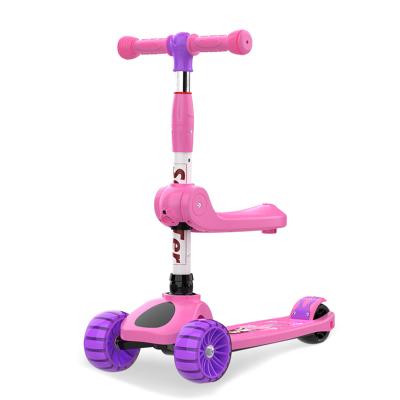 China Kid Children Kick Scooter Folding Flashlight 3 Wheels Pole Comfortable Seat For Kids Scooters 2021 for sale