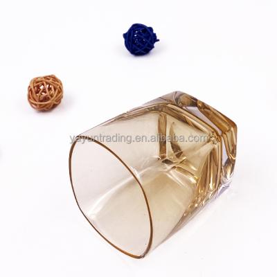 China Modern Wholesale Handmade Solid Amber Colored Red Wine Glass Cups for sale