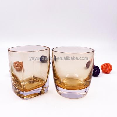 China CLASSIC High Quality Lead Free Mouth Blown Crystal Amber Whiskey Tumbler Stemless Wine Glasses for sale