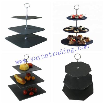 China 2019 Sustainable Fashionable 2 And 3 Tier Slate Cake Stands for sale