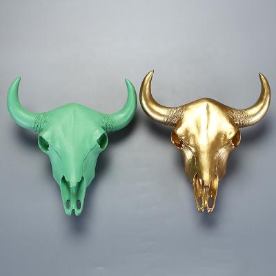 China Custom Resin Miniature Bull Sculpture Head Buffalo From Europe For Office And Home Decoration for sale