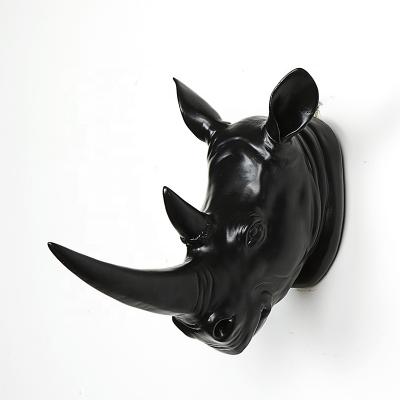 China Europe Accept OEM Customized Rhino Head Sculpture Animal Resin Wall Decor Art Decoration for sale