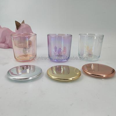 China ECO-frendly Wedding Decoration Multi Color Plated Clear Glass Candle Holder for sale