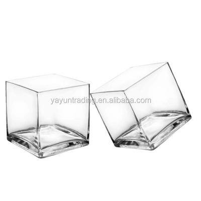 China Home Decor 10 Ounce 20 Ounce High Quality Clear Square Glass Candle Holder for sale