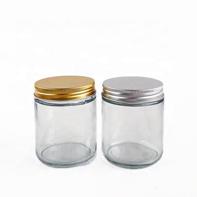 China 300ml cover clear glass jar for food transparent glass jar with metal lid for sale