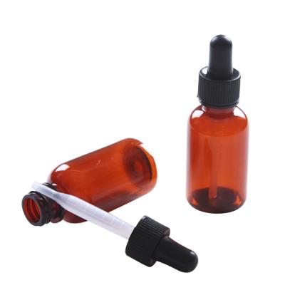 China Recyclable Material Amber Plastic 1OZ Serum Dropper Bottle With Dropper for sale