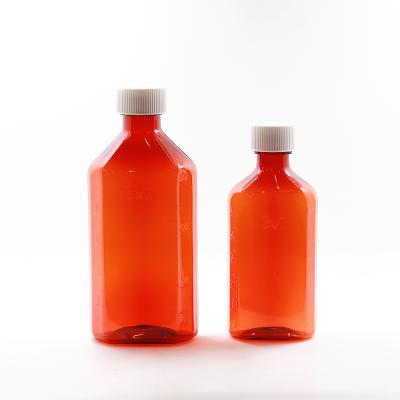 China Four Size Recyclable Material Empty Plastic Oval Liquid Medicine Bottles 8oz for sale