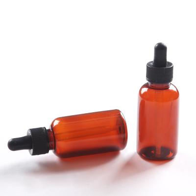 China Luxury 2oz 60ml Recyclable PET Material Plastic Amber Clear Dropper Bottle for sale